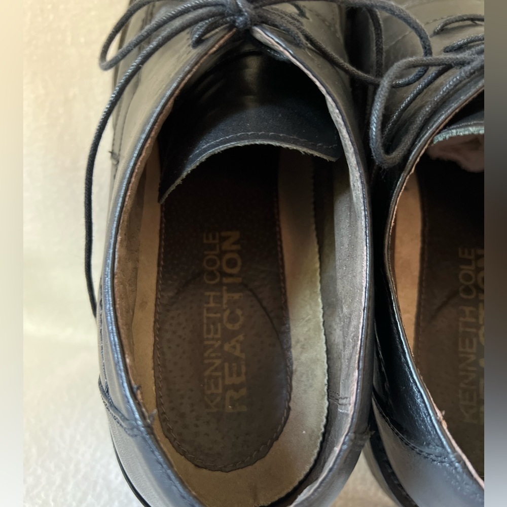 Kenneth Cole Reaction Size 11 Black Leather Lace Up Shoes - Picture 12 of 16